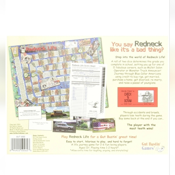 Redneck Life Board Game & bustin'a gut expansion pack, new sealed - Picture 8 of 15